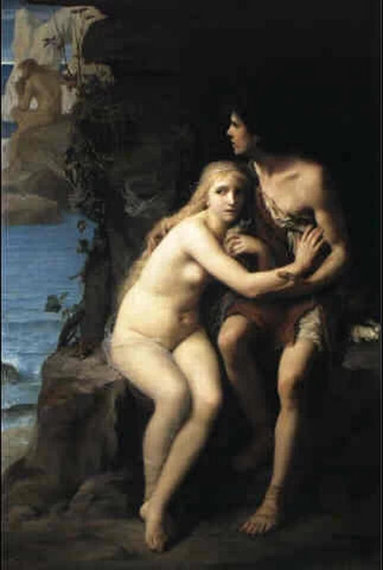 Aci e Galatea si nascondono da Polifemo